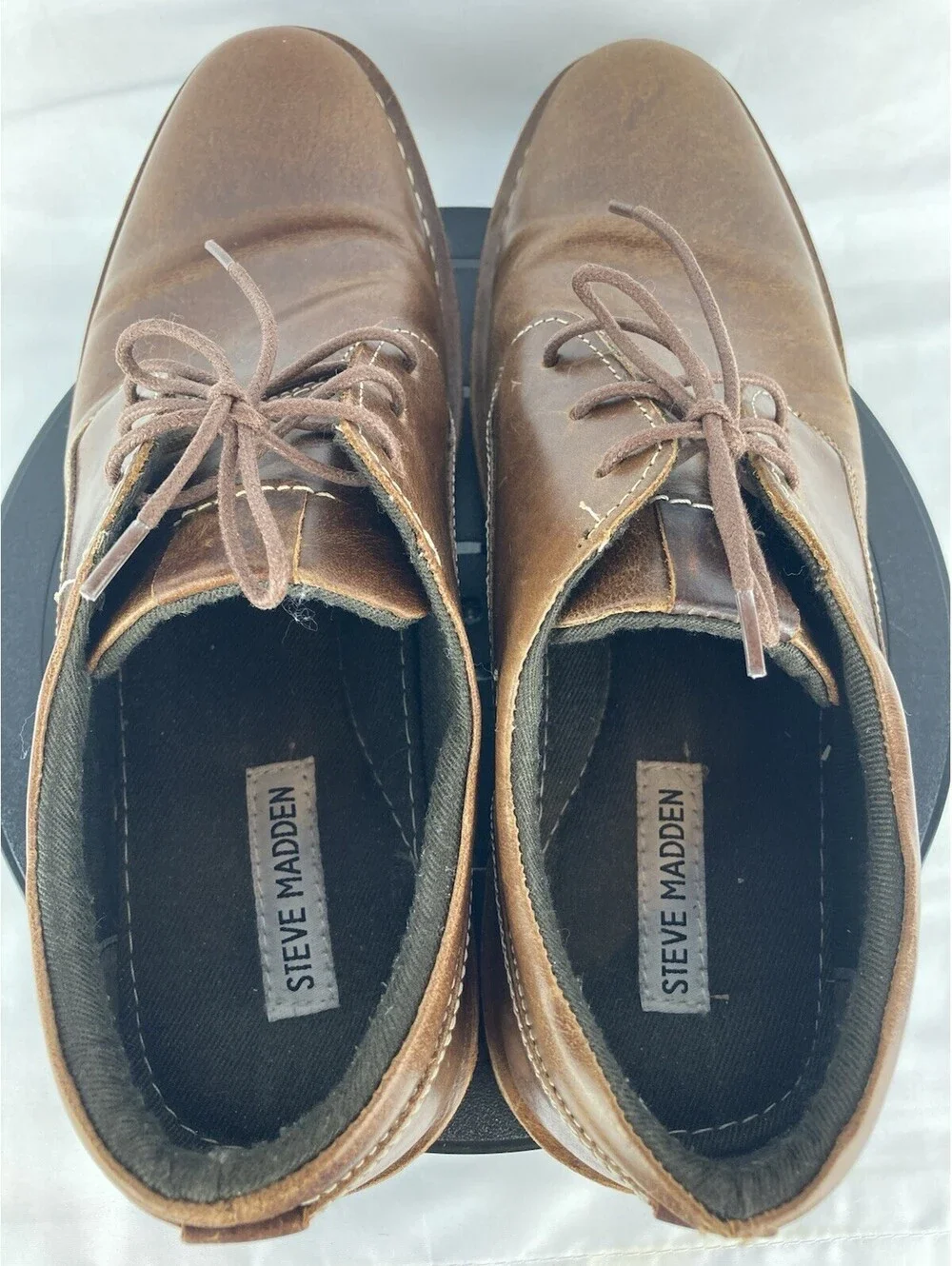 Men’s 9.5 Steve Madden Harpoon 982 Wood Brown Leather Derby Oxford Shoes Derby